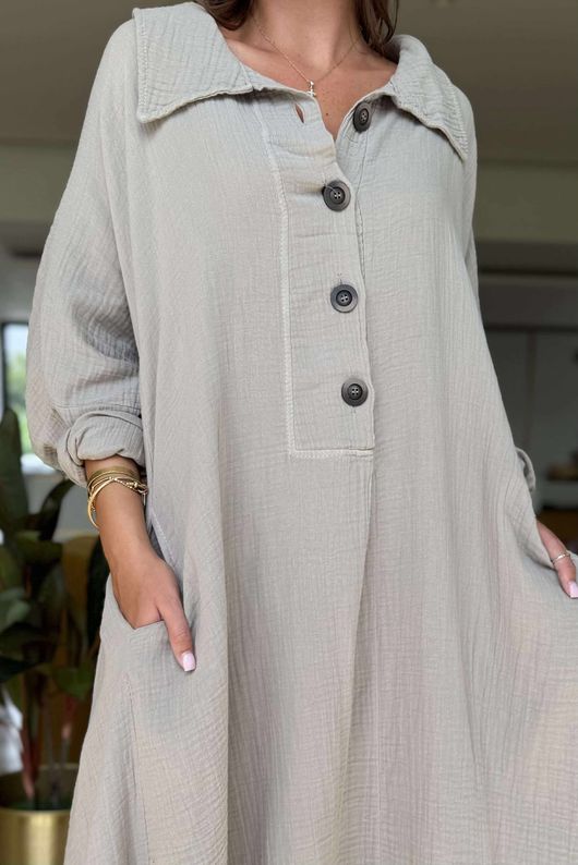 Made in Italy Paulo Pillow Cotton Sailor Dress Stone /9 =